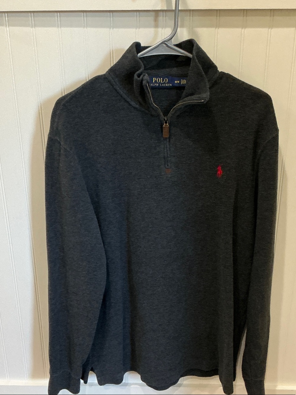 Ralph Lauren Charcoal Half-Zip Pullover with Gold Zipper